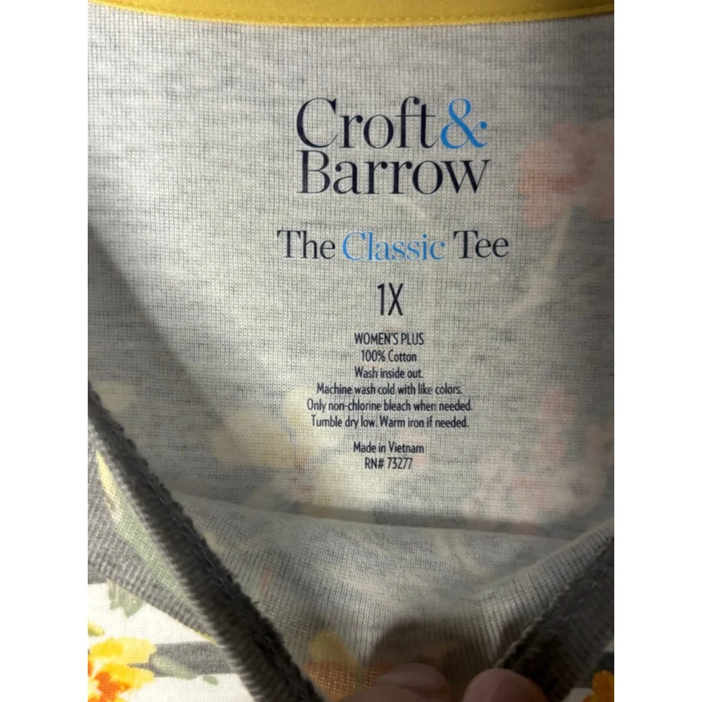 Croft & Barrow Striped Floral Long Sleeve Tee, Woman’s Size 1X